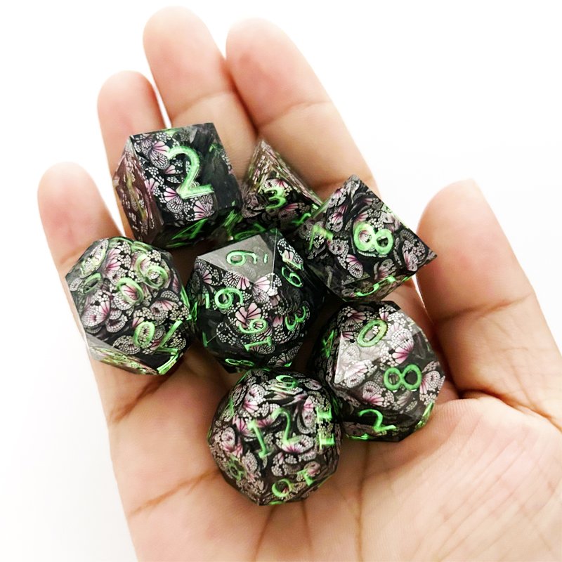 Customizable Transparent Resin RPG Polyhedral Dice Set Unique Pointy Design for Dungeons Dragons Board Games