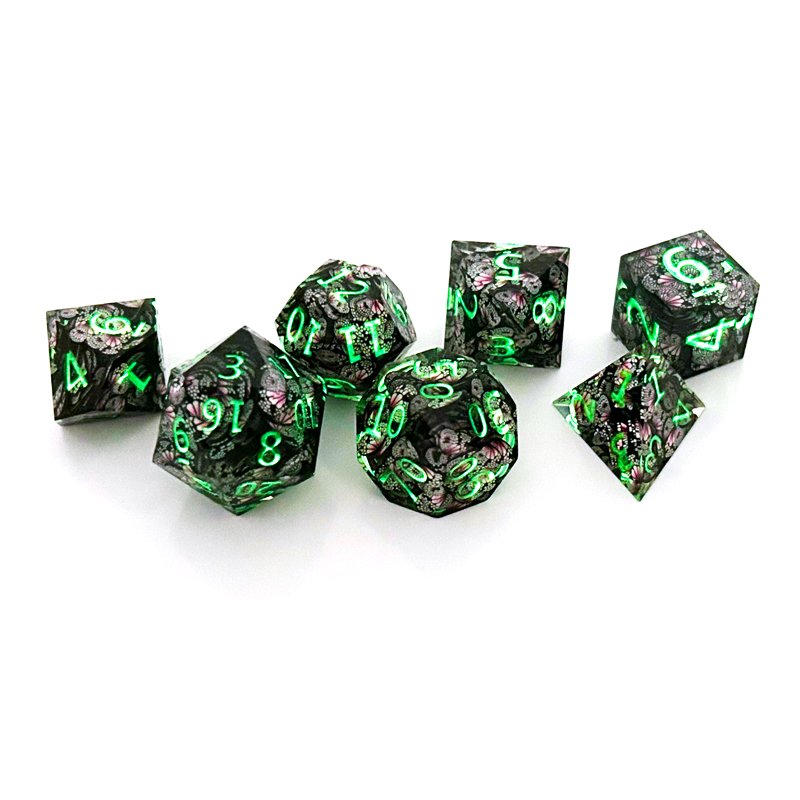 Customizable Transparent Resin RPG Polyhedral Dice Set Unique Pointy Design for Dungeons Dragons Board Games