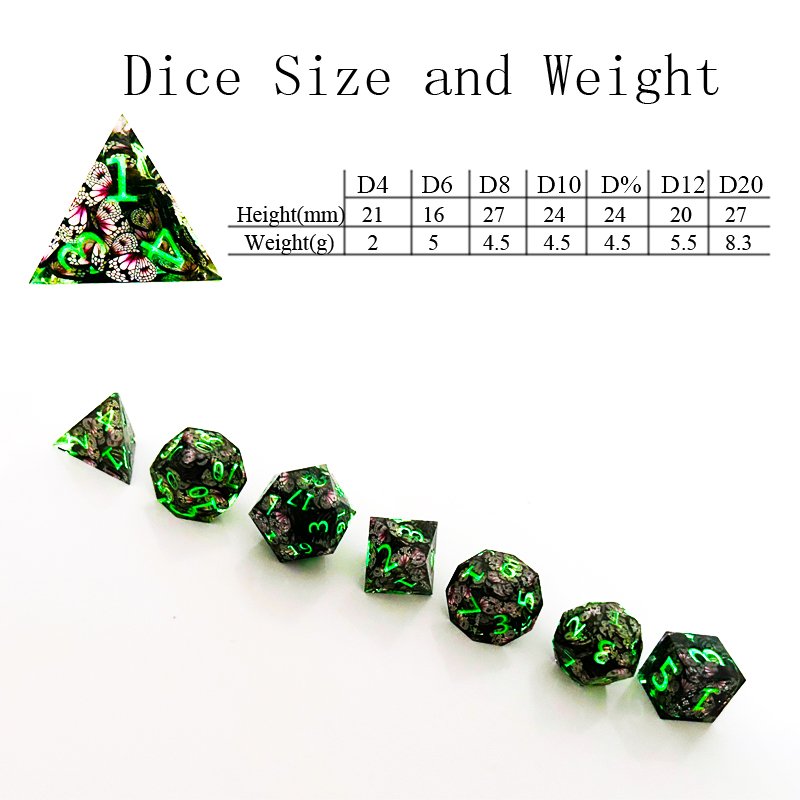 Customizable Transparent Resin RPG Polyhedral Dice Set Unique Pointy Design for Dungeons Dragons Board Games
