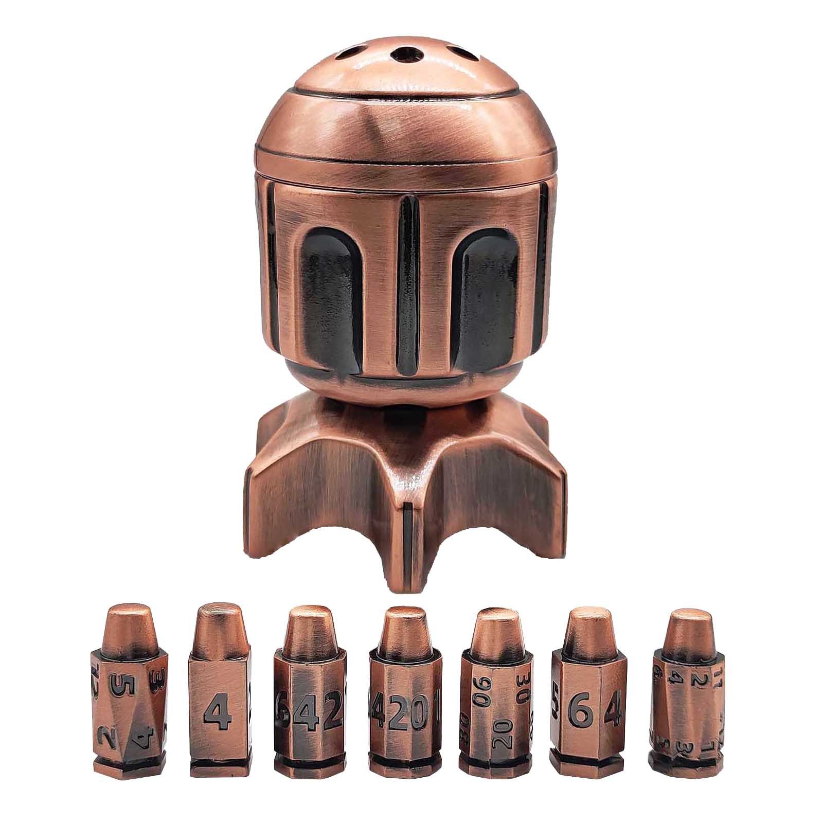 Factory Customizable Bullet Dice Set Metal Rocket Rotatable Polyhedron Roleplaying DND Dungeons & Dragons Metal Dice