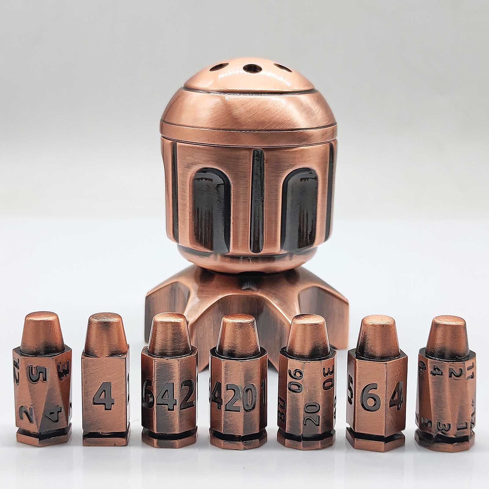Factory Customizable Bullet Dice Set Metal Rocket Rotatable Polyhedron Roleplaying DND Dungeons & Dragons Metal Dice