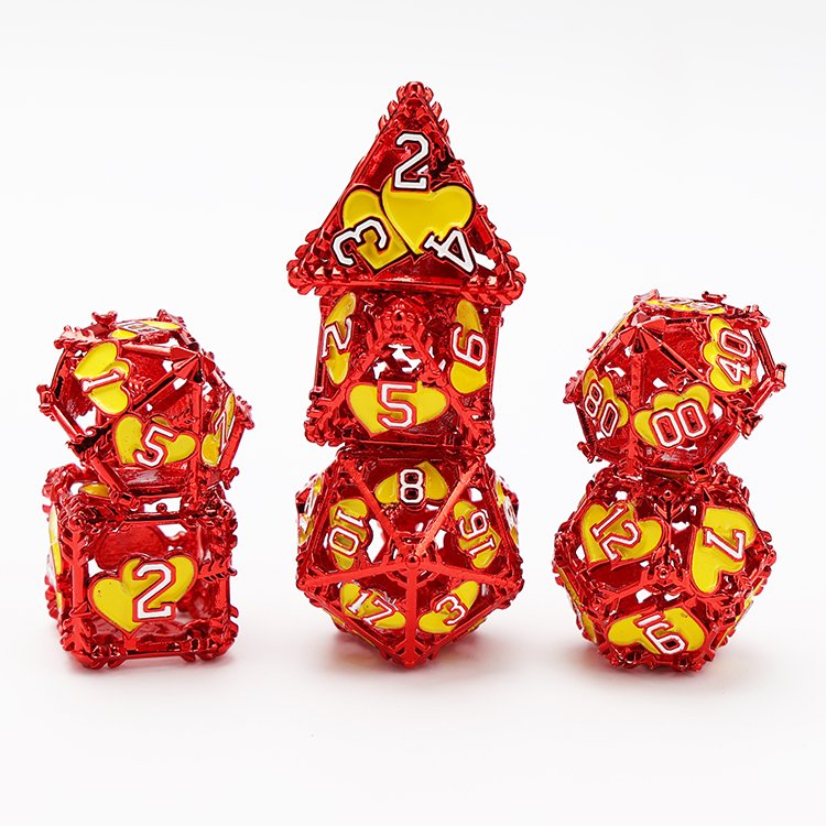 Wholesale 7PCS Dungeons And Dragons Board Game Hollow Metal Heart Dice Set