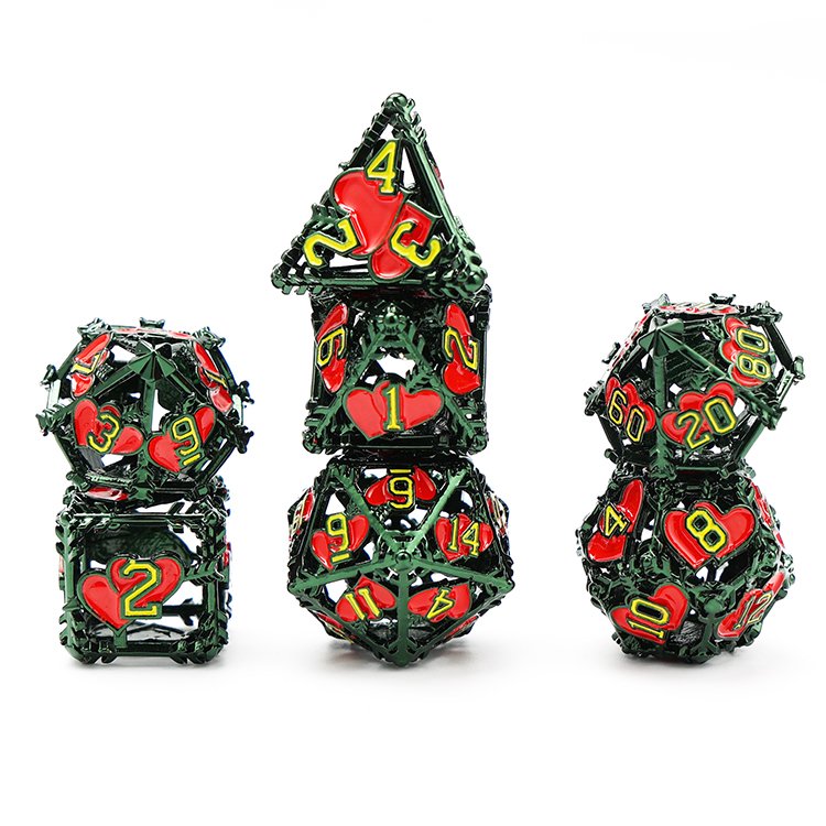 Wholesale 7PCS Dungeons And Dragons Board Game Hollow Metal Heart Dice Set
