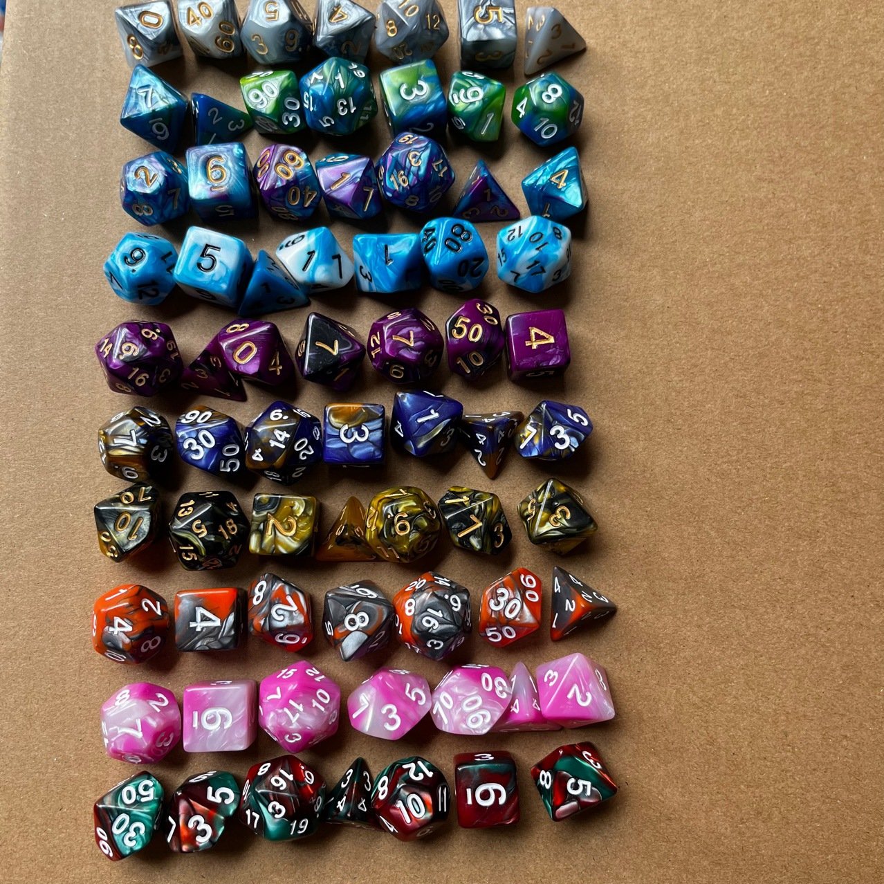 70pcs Dungeons And Dragons TTRPG Rgp Board Games custom dice set with box