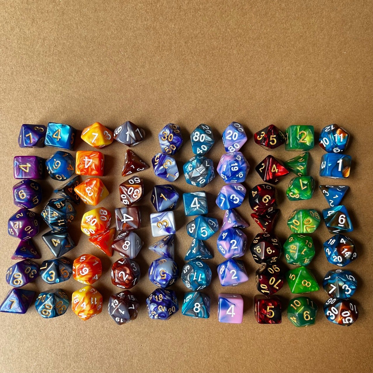 70pcs Dungeons And Dragons TTRPG Rgp Board Games custom dice set with box