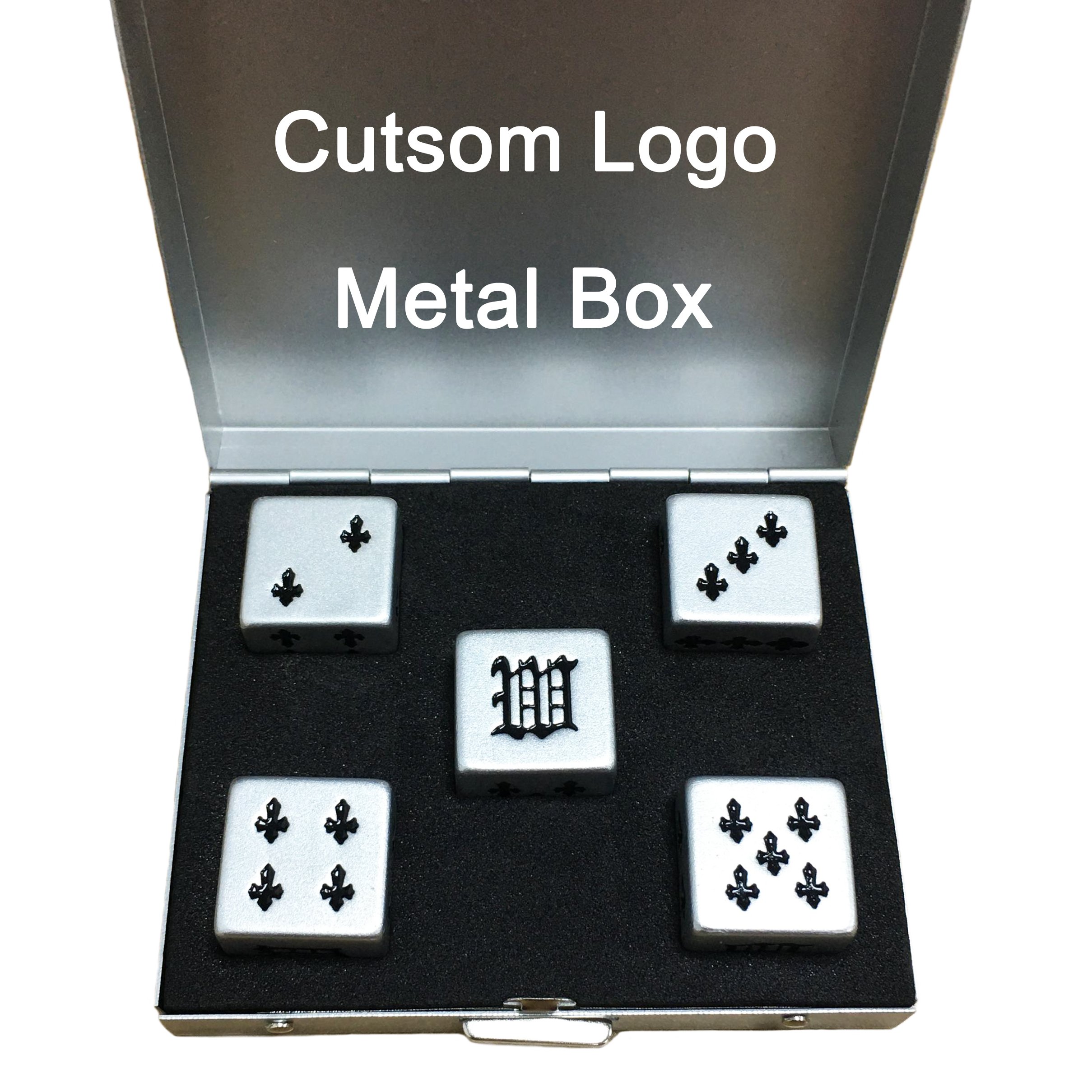 Factory Custom Made Blank Colored Engraved Metal Square Dices Custom Color Black Side Dice Small Packaging