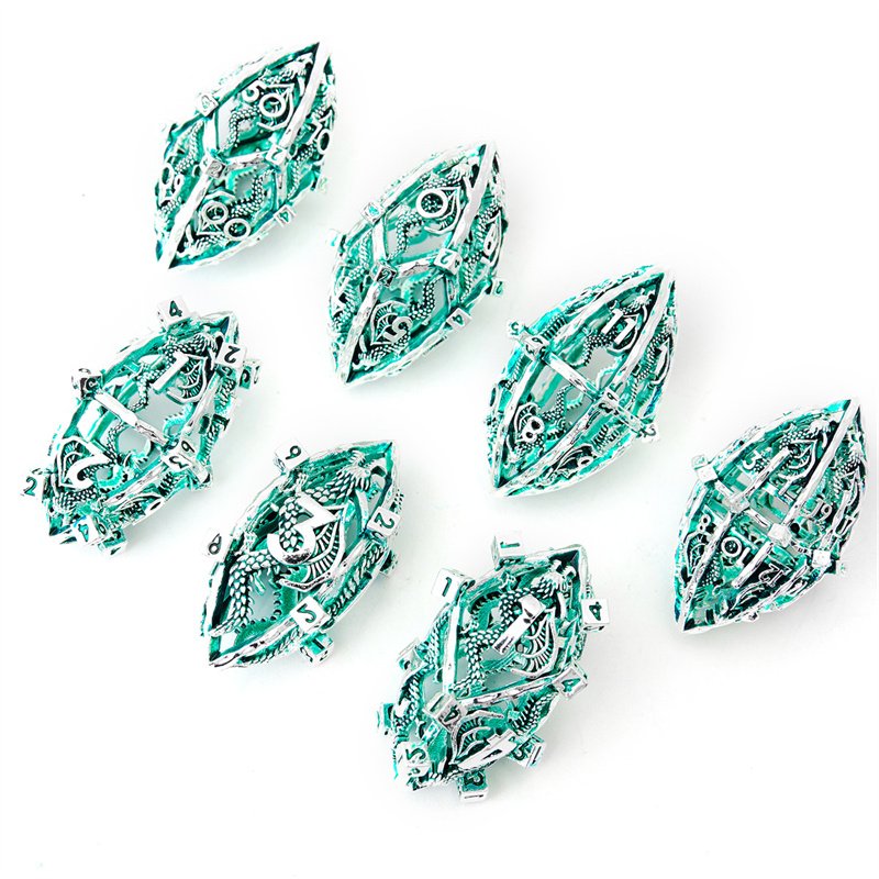 New hollowed out Wolong metal dice set, metal dice for Dungeons&Dragons games