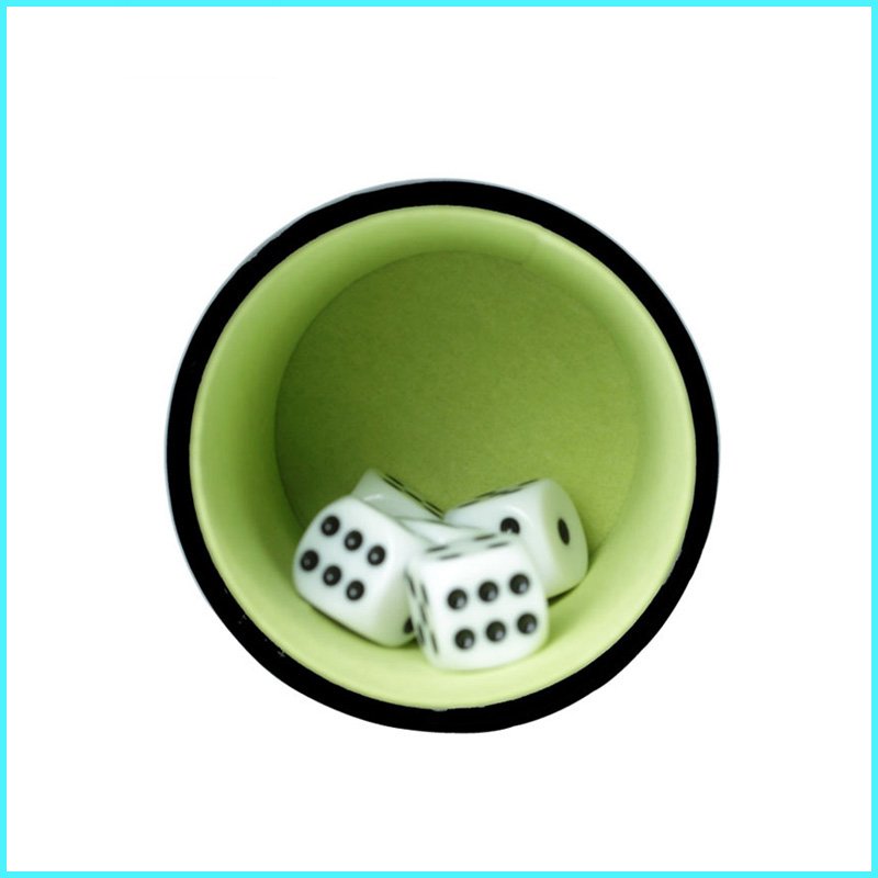 Casino Gambling PU Leather Red Soft Velvet Trumpet Shaker Dice Cup Box
