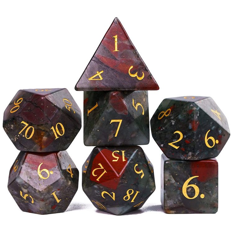 Custom Stone DND Dice Set Natural Gemstone Color Number Dice Handmade D&D Dice for Table Games Dungeons and Dragons
