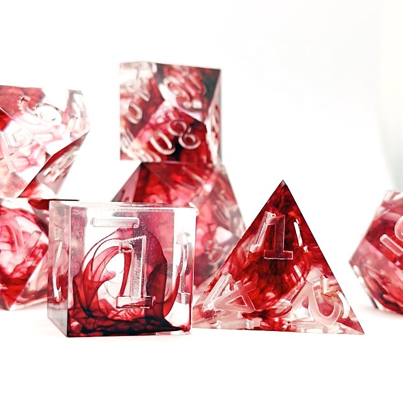The hottest selling Desktop Game dice sets polyhedral custom resin sharp edge dice