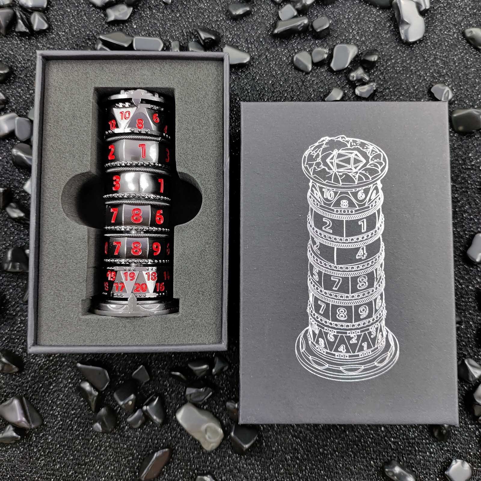 MINI PLANET 7-in-1 Metal Dice Tower Rotating Polyhedral DND Dice For RPG Role Playing DND Board Game Dragons&Dungeons Metal Dice