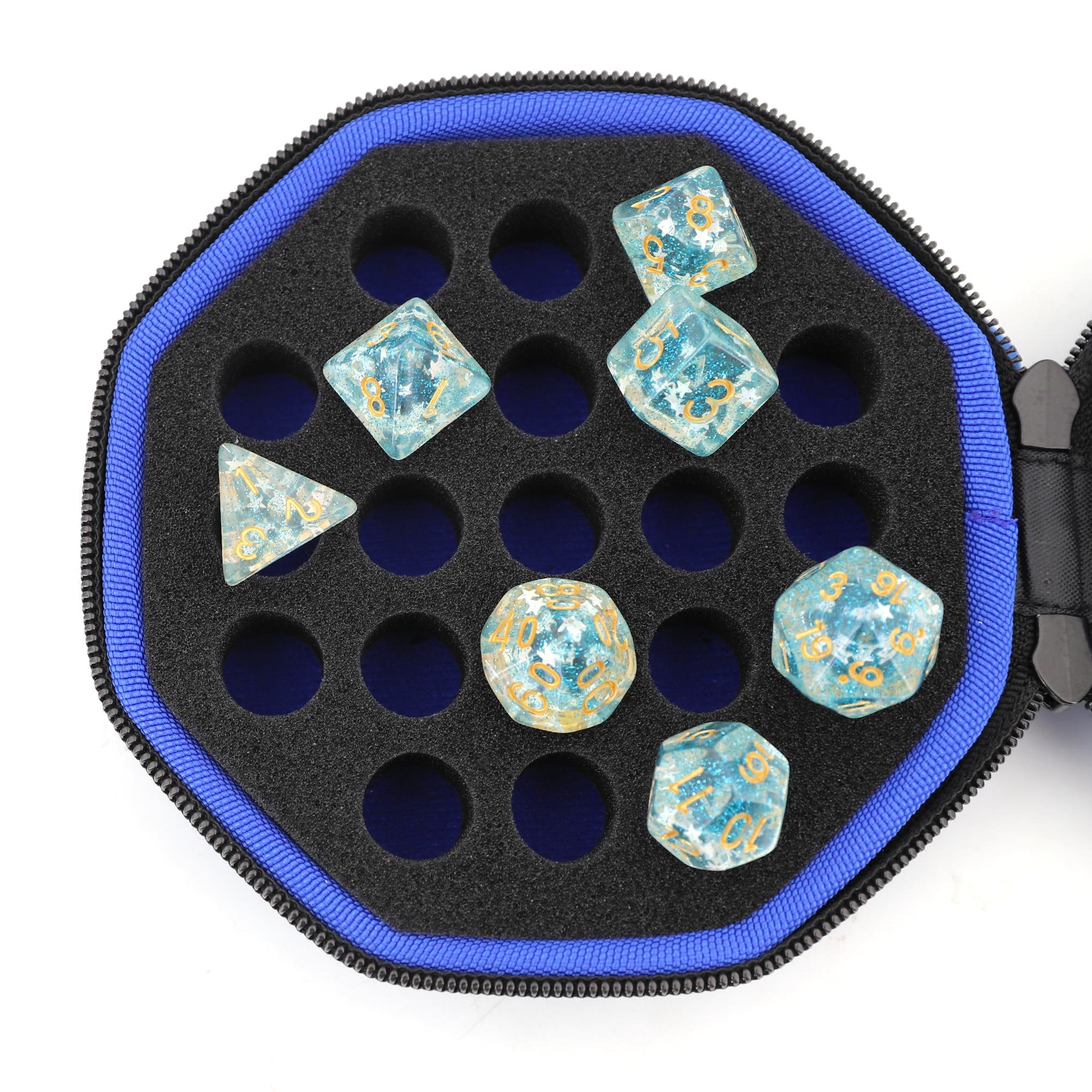 Factory Dustproof Party Game Dice Set Hexagon Box, Zipper Carrying Bag Playing EVA Dice Case