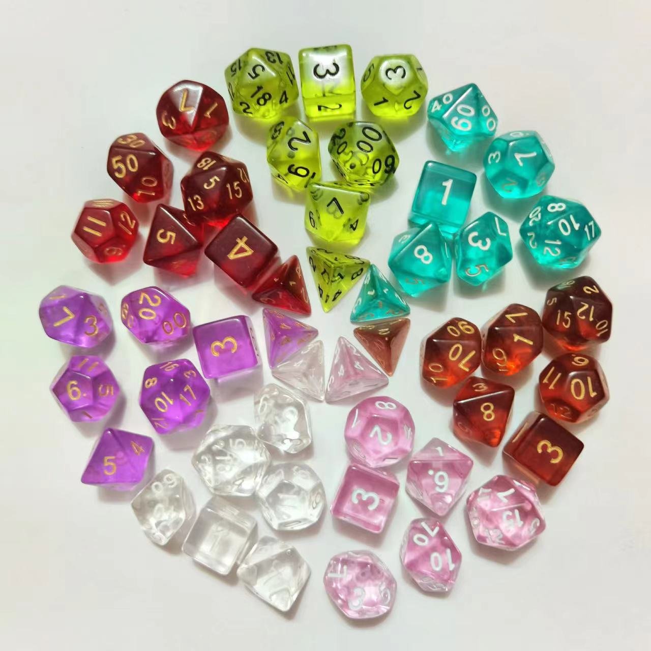 high quality custom dice colorful plastic polyhedral game dice set for board game