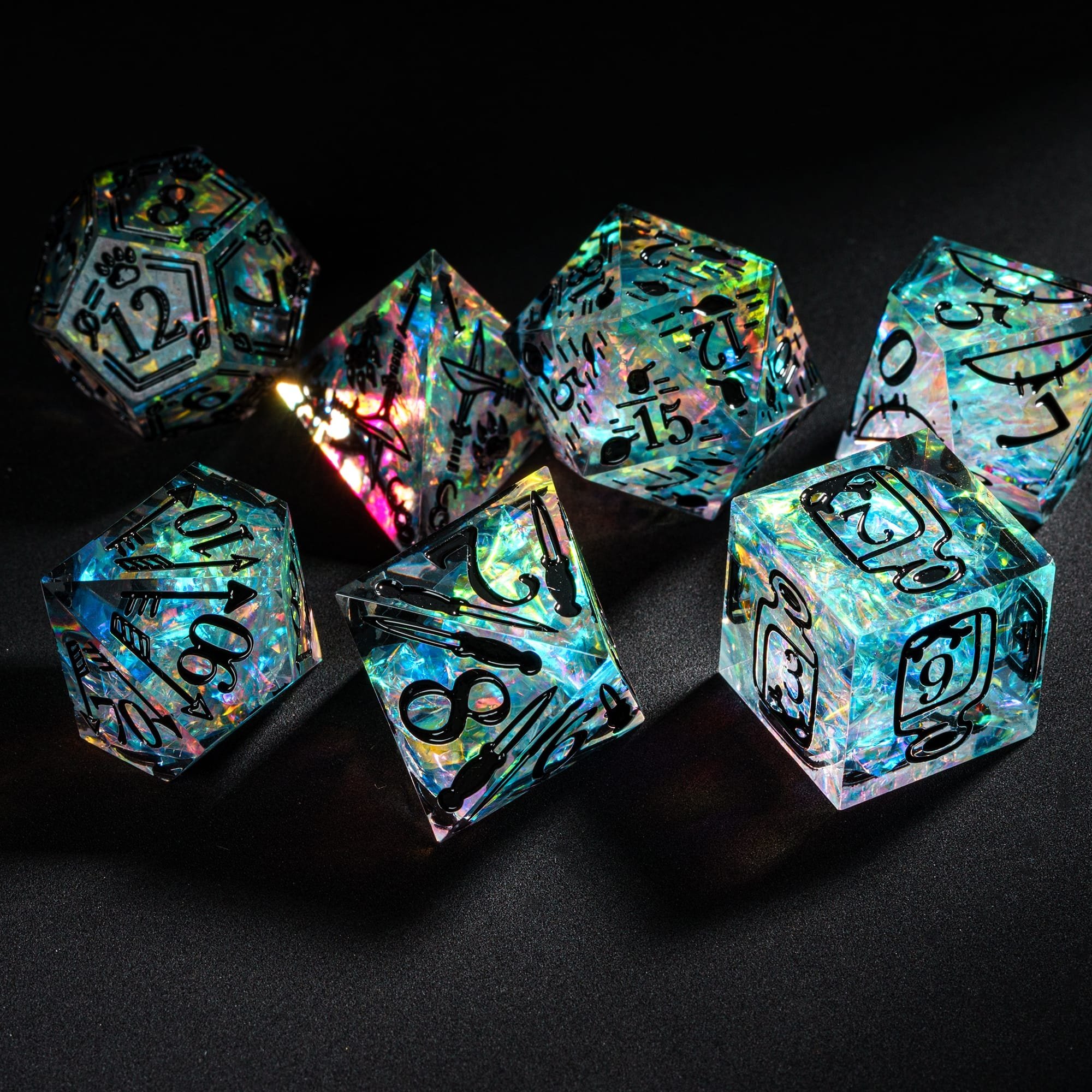 Udixi Custom Handmade Ranger Pattern Dice Resin Dice Dungeons and Dragons DND RPG board game Dice Set