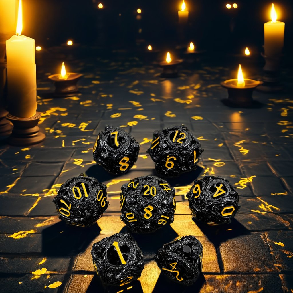 Mini Planet Wholesale RPG Board Games Handmade polyhedral Hollow Copper Metal 7pcs Dice Set Custom Logo for DND MTG Players