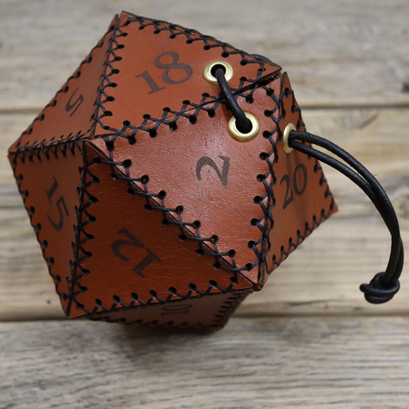 Handmade Scratch-Resistant Drawstring DND Dice Bag Game Polyhedral PU Leather Dice Pouch