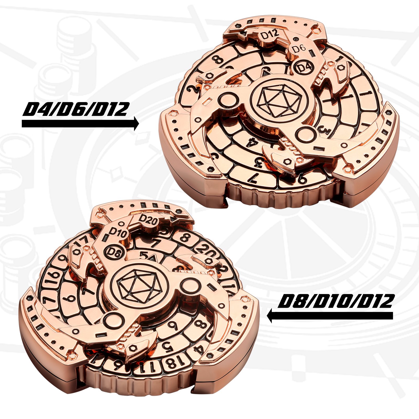 7-in-1 Metal Compass Dice Set with Gift Box Roulette DND Dice RPG Dice Spinner for Dungeons & Dragons
