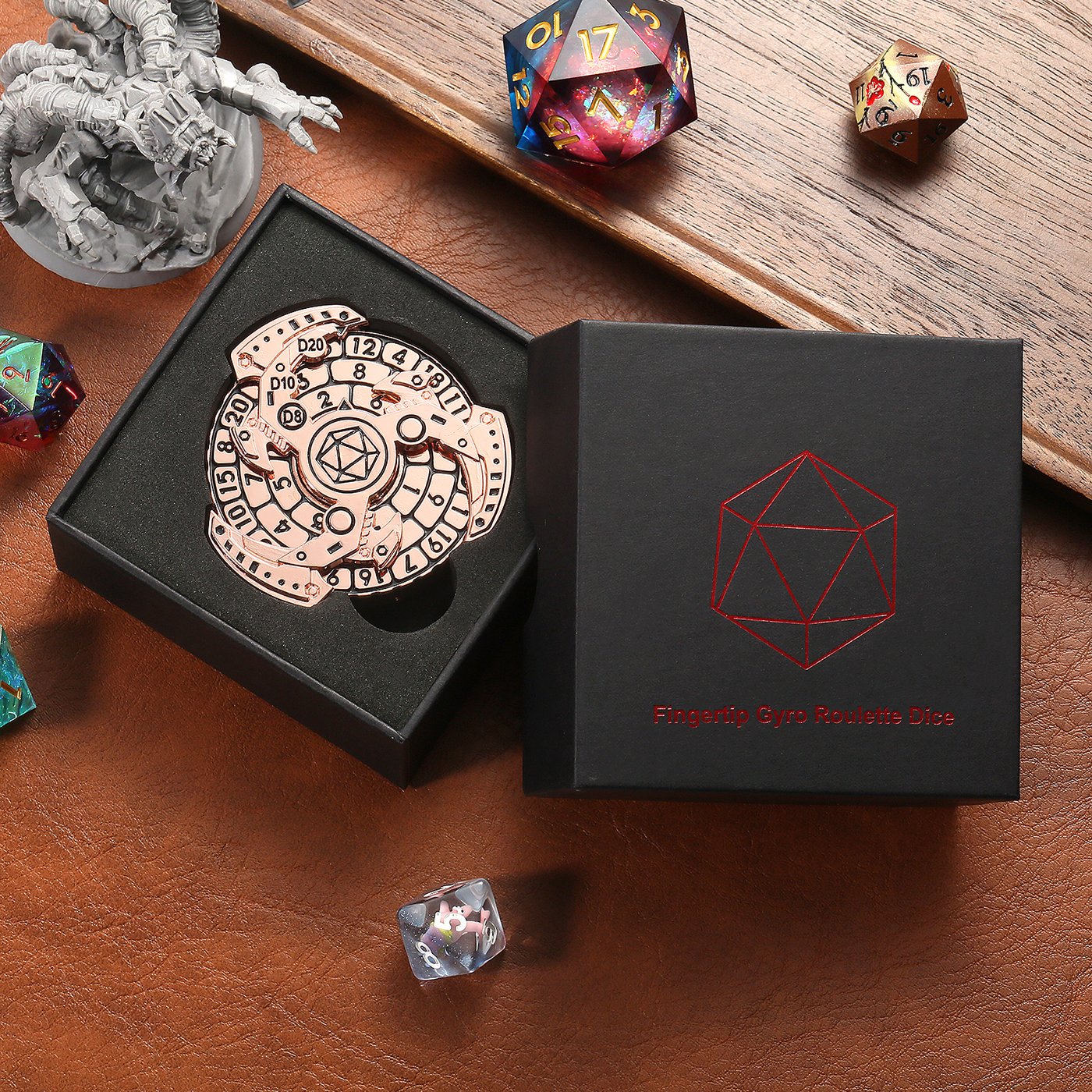 7-in-1 Metal Compass Dice Set with Gift Box Roulette DND Dice RPG Dice Spinner for Dungeons & Dragons