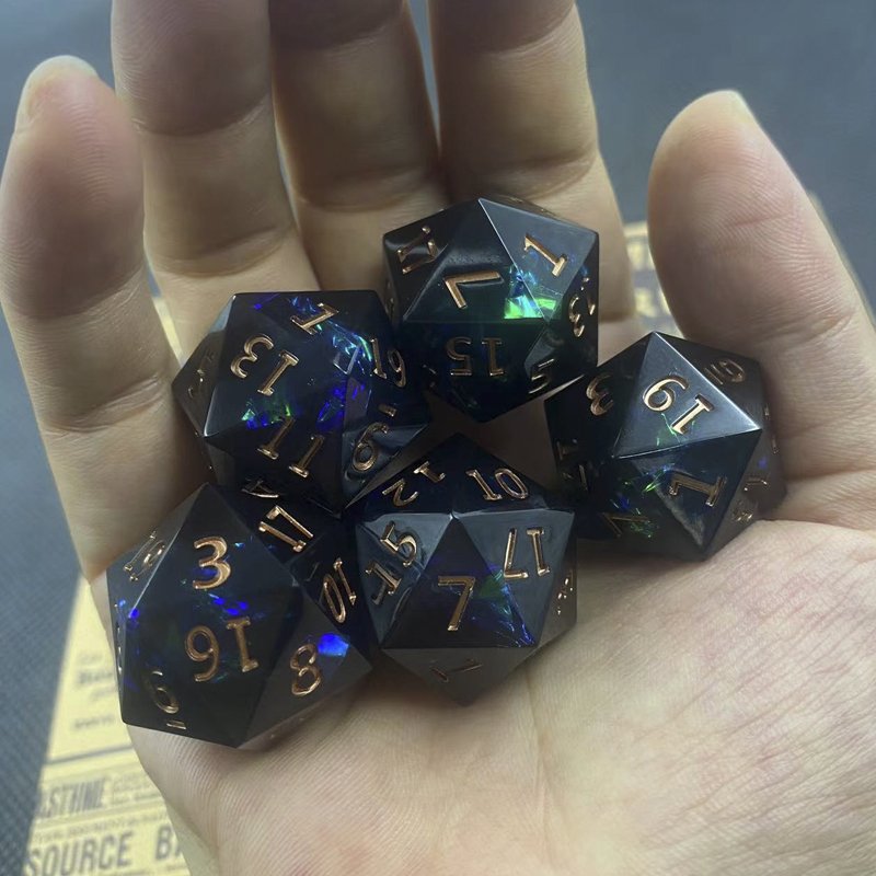 DND Resin Dice RPG Dice Set D20 Polished Edge Resin polyhedron Dungeons & Dragons DND 20-sided Dice Set 5