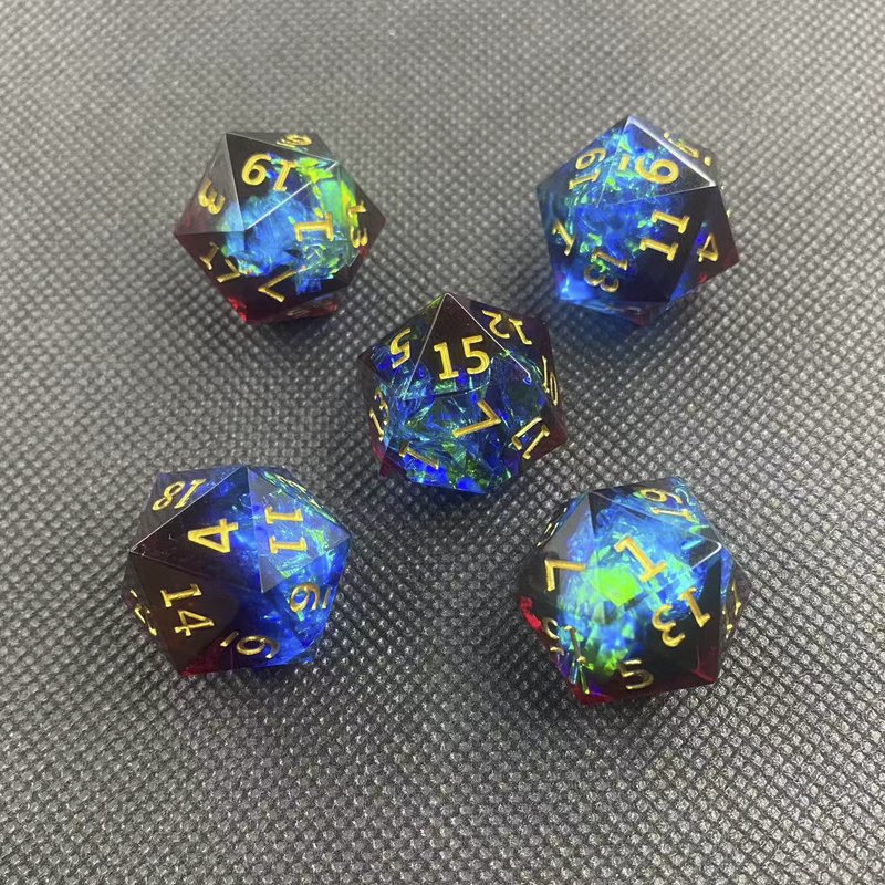 DND Resin Dice RPG Dice Set D20 Polished Edge Resin polyhedron Dungeons & Dragons DND 20-sided Dice Set 5
