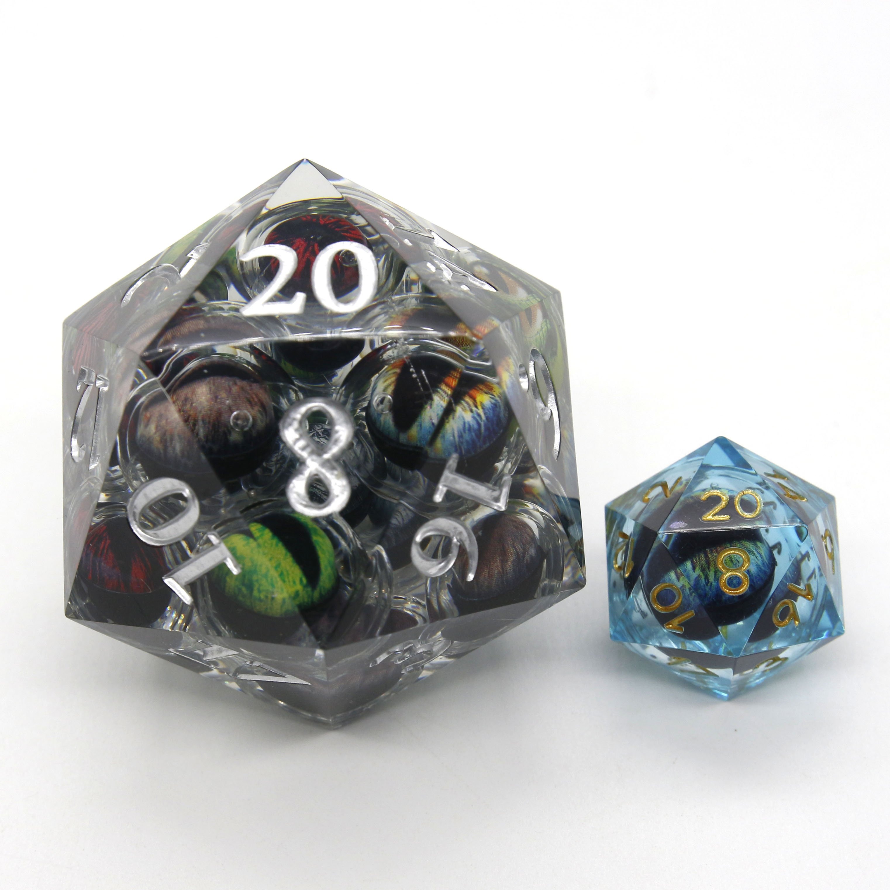 Custom Inner Liquid Dragon Eye Sharp Edge Big Dice 50MM Jumbo Sharp Resin D20 Dice