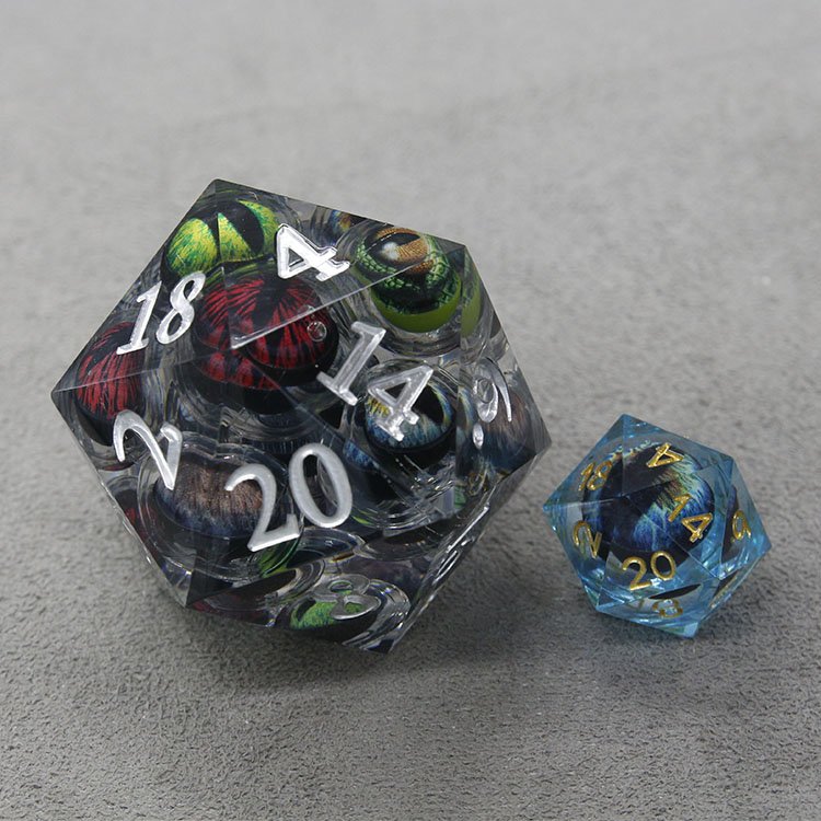 Custom Inner Liquid Dragon Eye Sharp Edge Big Dice 50MM Jumbo Sharp Resin D20 Dice