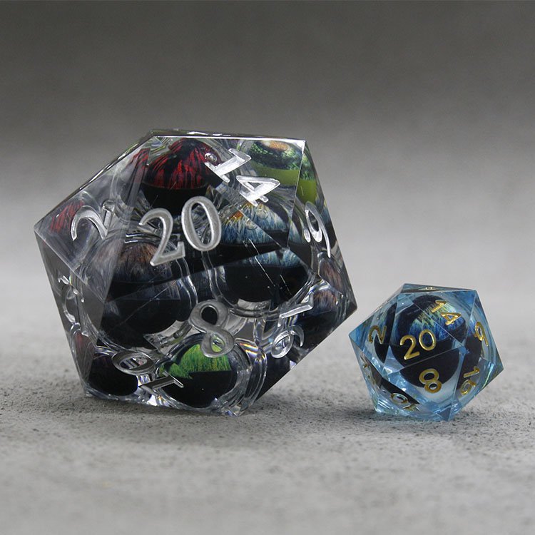 Custom Inner Liquid Dragon Eye Sharp Edge Big Dice 50MM Jumbo Sharp Resin D20 Dice