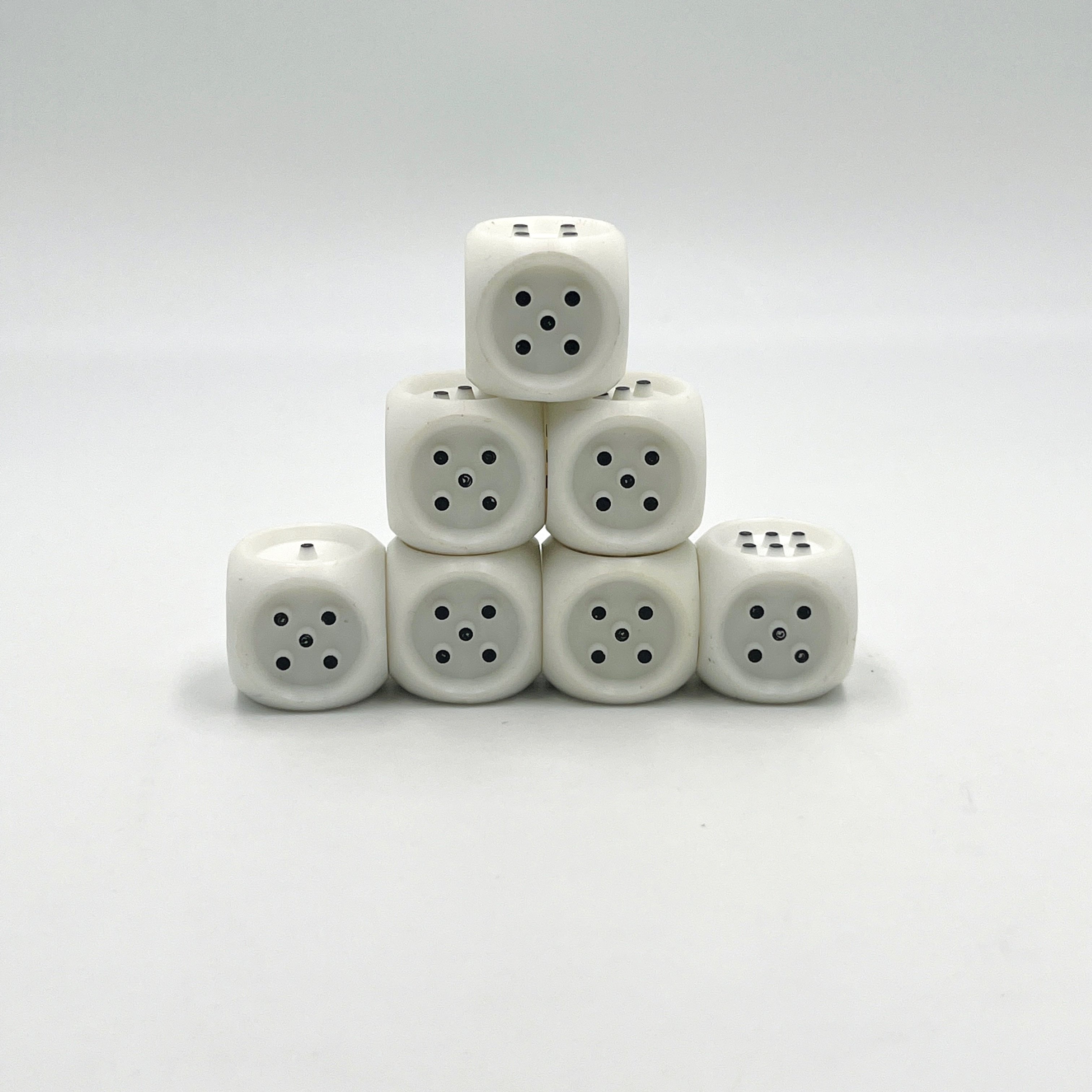 Tactile DICE 2 Each White with Black Dots - Set-2 Braille dots for sensory confirmation