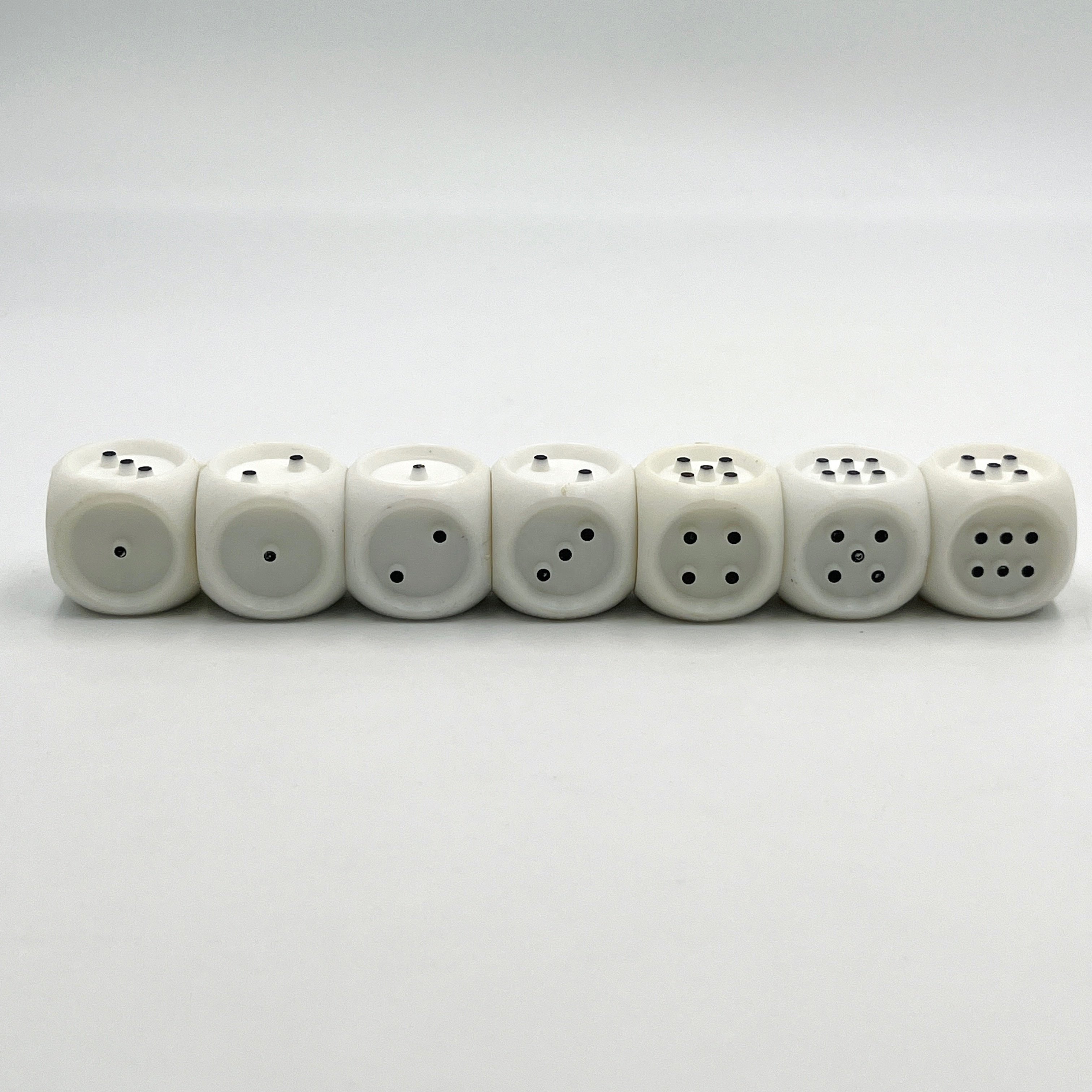 Tactile DICE 2 Each White with Black Dots - Set-2 Braille dots for sensory confirmation