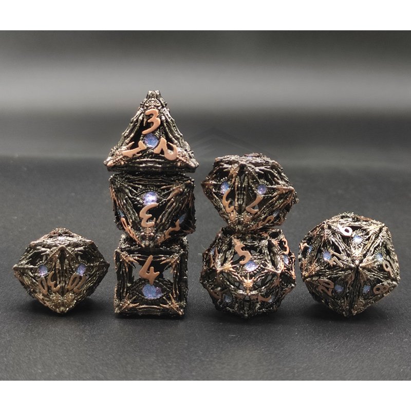 Polyhedron Devil's Eye Dnd Metal Hollow 7pcs Dice Set Board Game Rpg Gungeons and Dragon Dice Custom Dnd Dice