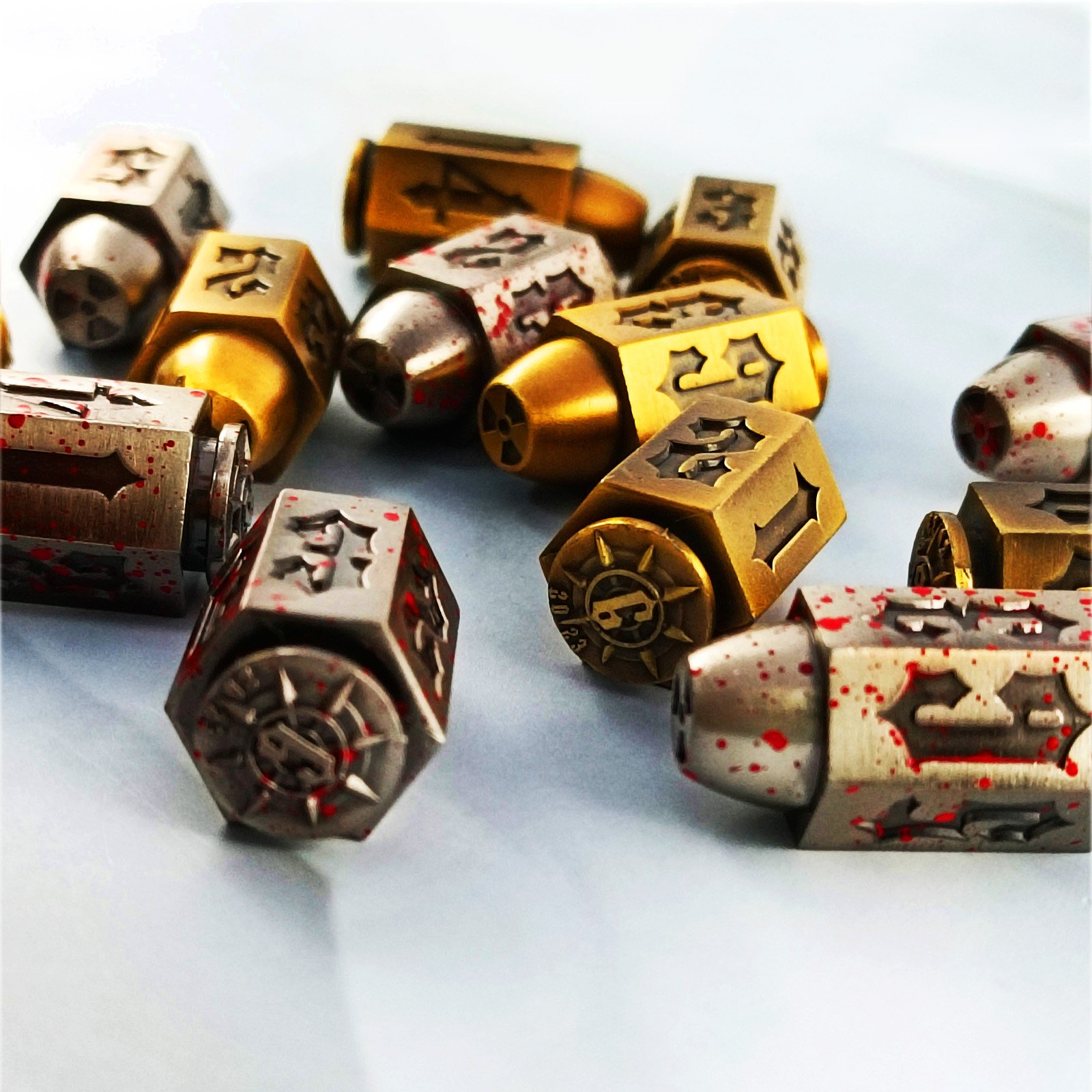 Gold D6 Bullet Flash Polyhedral Zinc RPG 1 Piece 6 Sided Dice