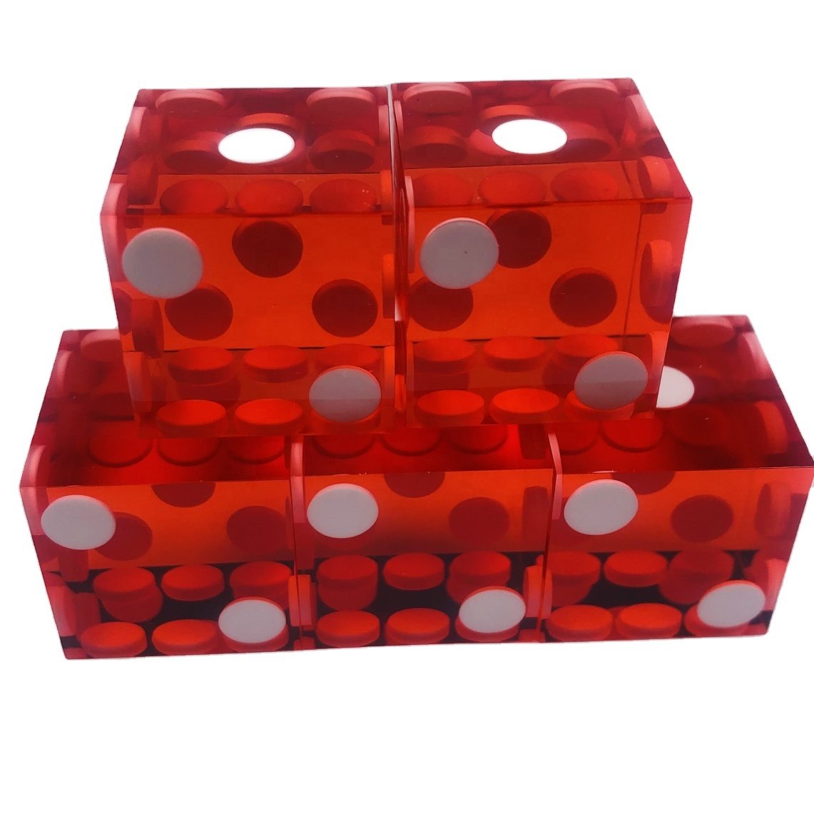 Crap dice 5 Pieces High-grade Acrylic Transparent Dice D6 19mm Dice with Razor Edges- Blue Red Yellow Purple Green