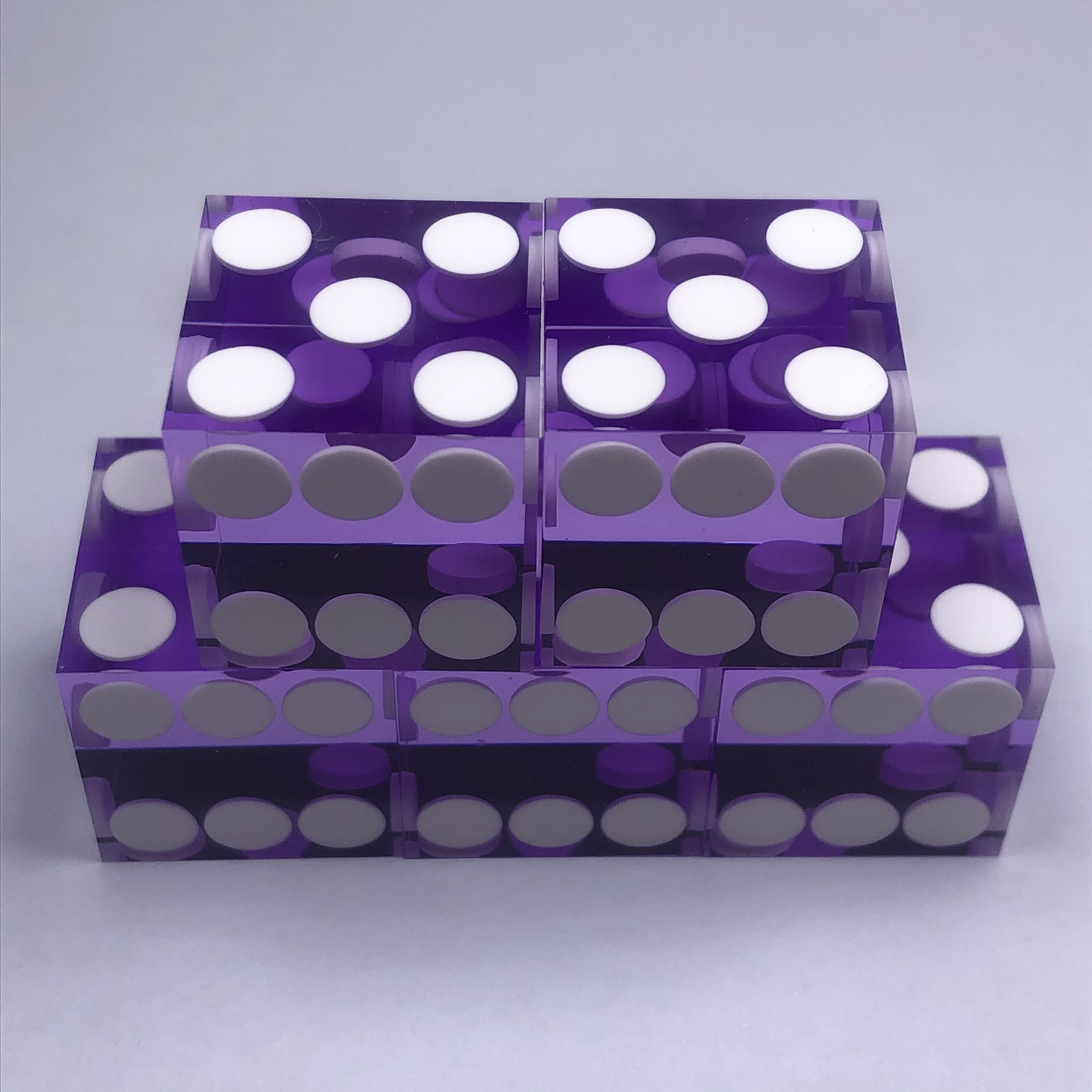 Crap dice 5 Pieces High-grade Acrylic Transparent Dice D6 19mm Dice with Razor Edges- Blue Red Yellow Purple Green