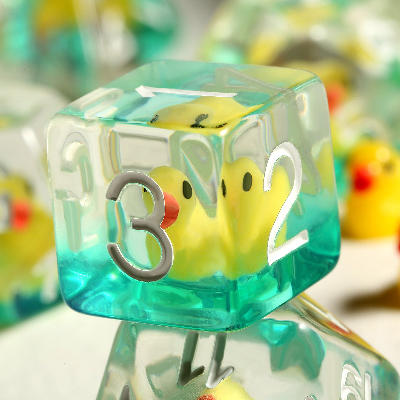 Custom Logo Resin Dice Set Duck DnD Roll Dice Holder Gaming Dice D&D for TTRPG Dungens and Dragons