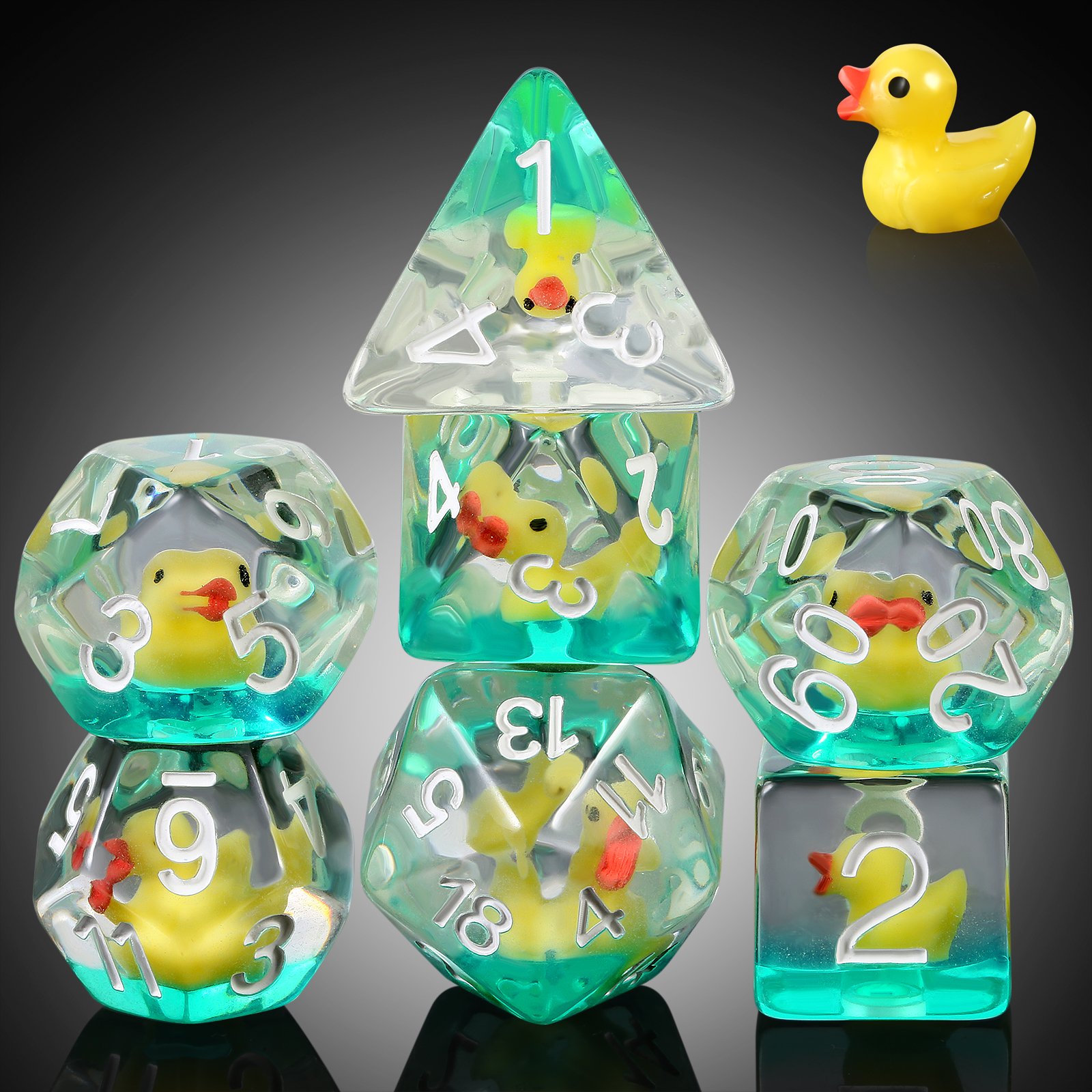 Custom Logo Resin Dice Set Duck DnD Roll Dice Holder Gaming Dice D&D for TTRPG Dungens and Dragons