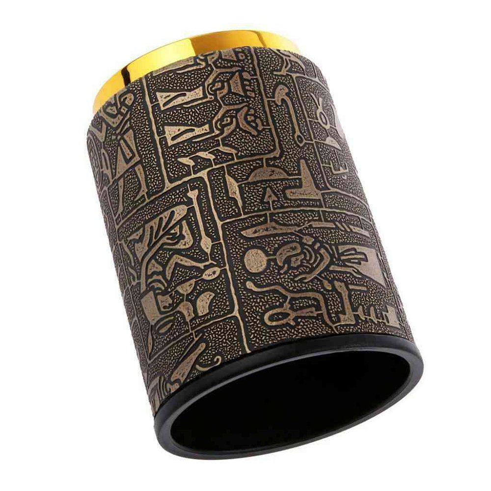 OEM custom embossed Aluminum lid leather game dice cup, dice shaker cup,dice cup set with dices