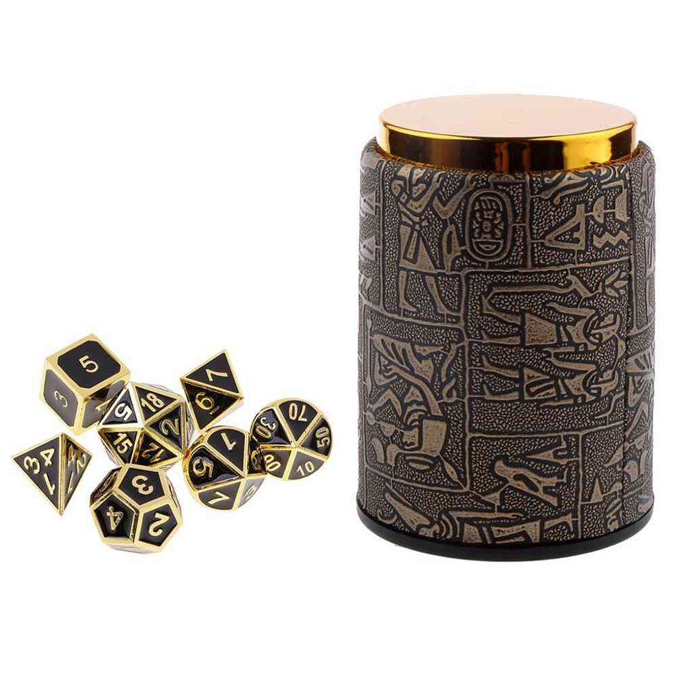 OEM custom embossed Aluminum lid leather game dice cup, dice shaker cup,dice cup set with dices