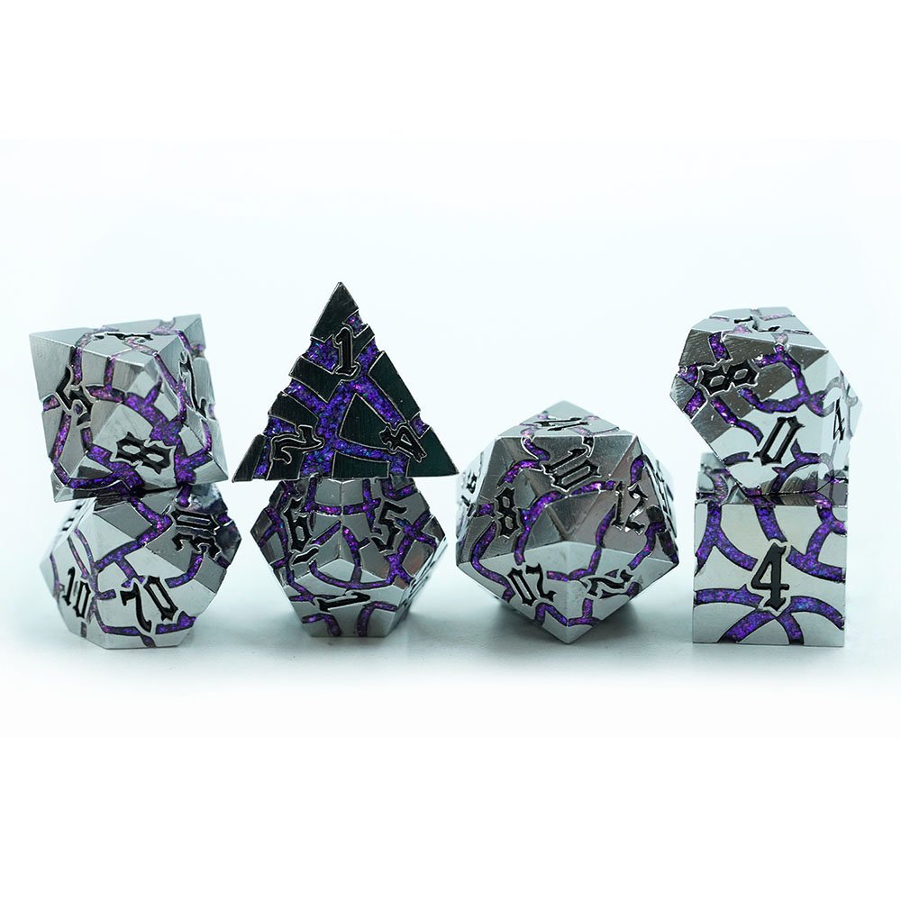 Wholesale Promotional Metal Dices Polyhedral Custom 7pcs 16mm Large Cracked Dice Set