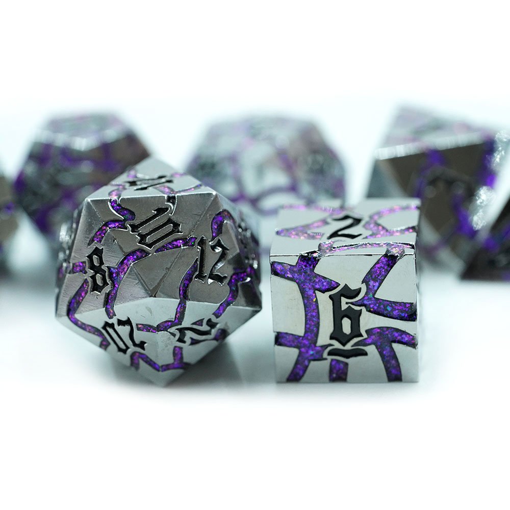 Wholesale Promotional Metal Dices Polyhedral Custom 7pcs 16mm Large Cracked Dice Set