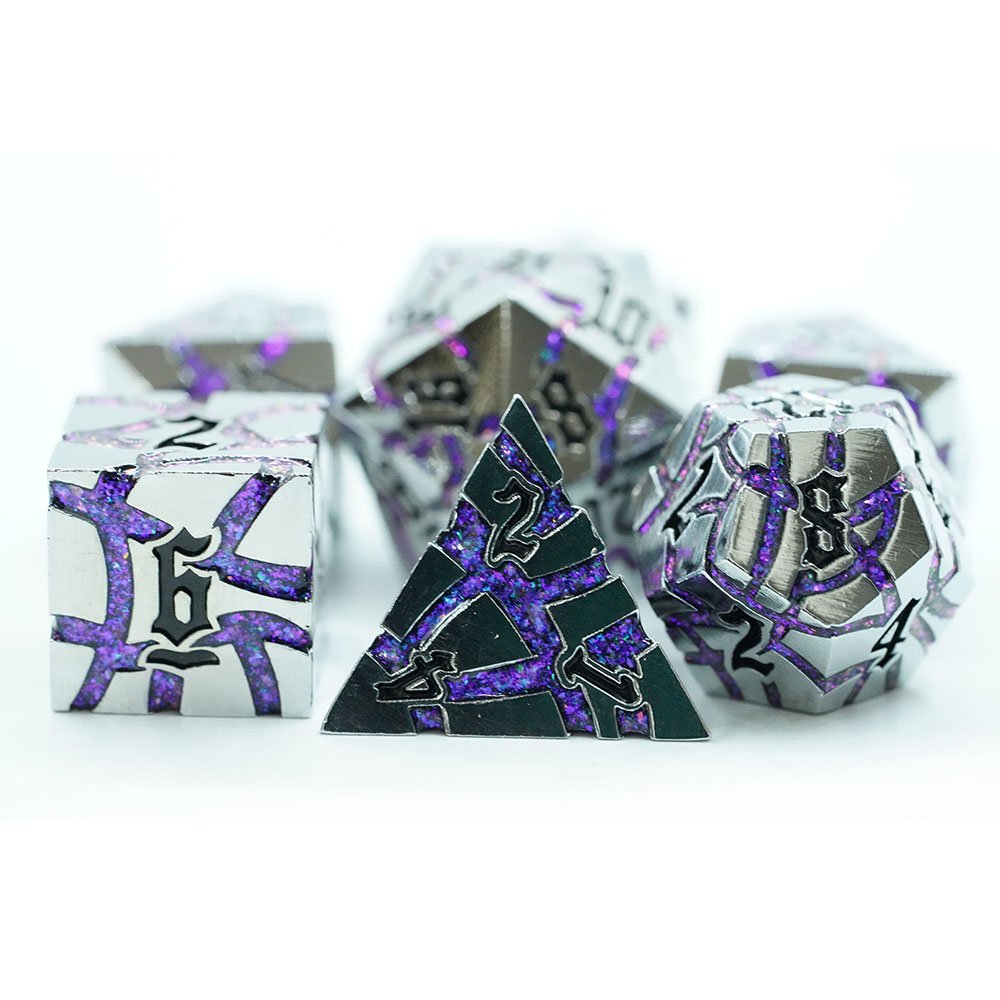 Wholesale Promotional Metal Dices Polyhedral Custom 7pcs 16mm Large Cracked Dice Set