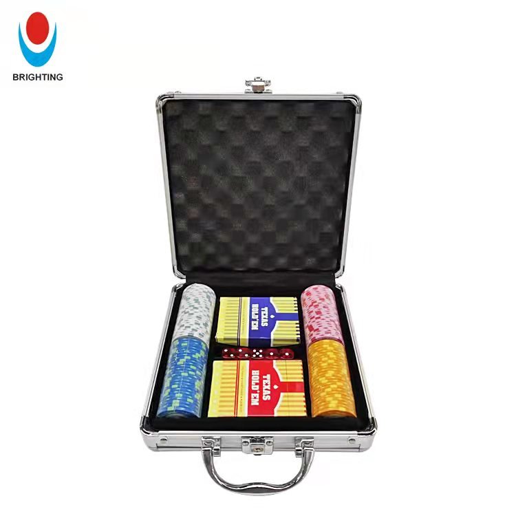 Casino Game Components Silver Black Red Gold 100 200 300 500 Acrylic 14g ABS Clay Ceramic Poker Chips Dealer Dice Aluminum Case