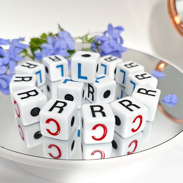 D6 game dice LRC left center right board game accessories acrylic dice 16mm cube game dice party entertainment props