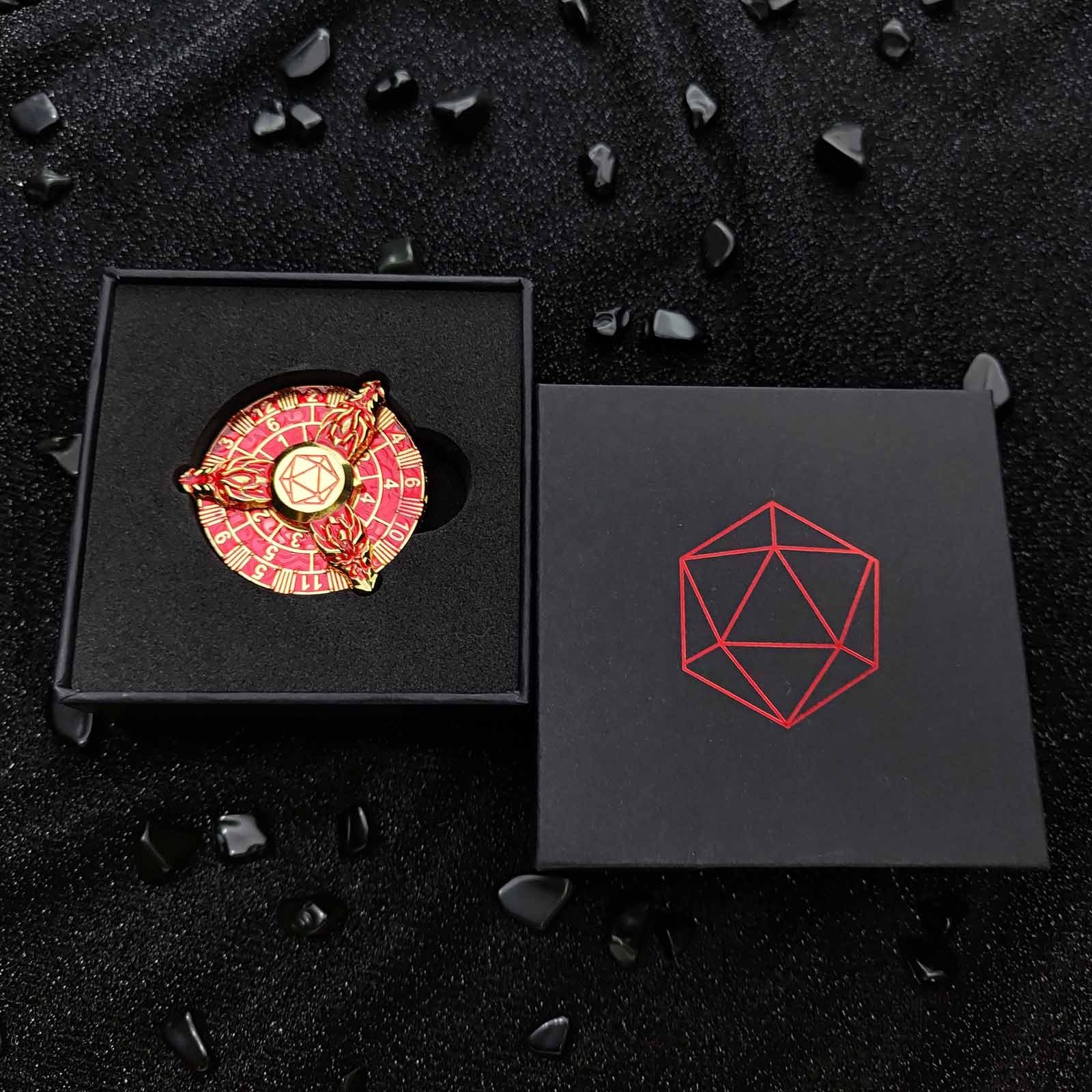 Great Gift Gold Red Metal Spin Down Dice Small Round DND Rotating Dice for Gamers