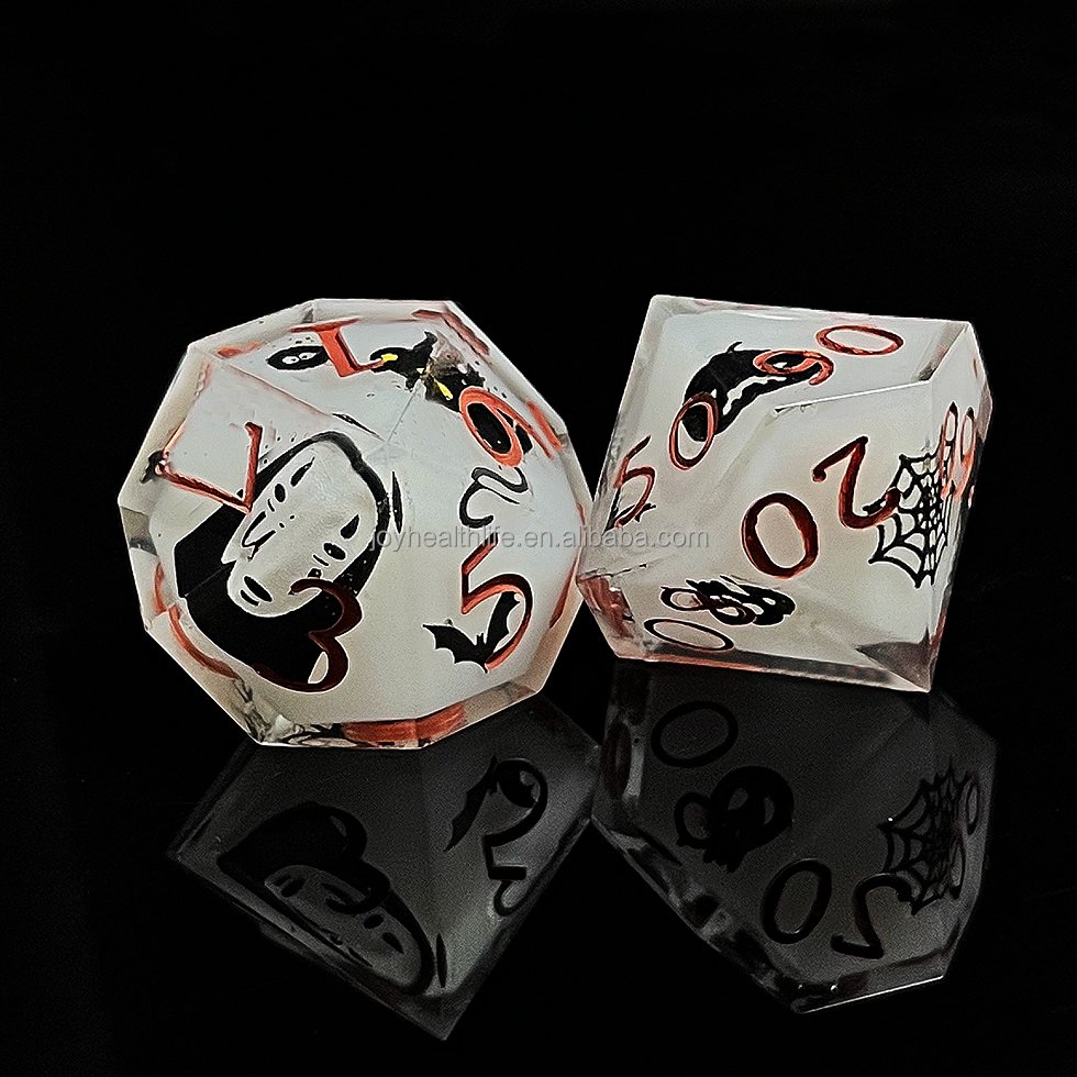 Halloween Gift Sharp edged Dnd resin Dice For Dungeons And Dragons Flower dnd Engraved Handcrafted Dice set for adult dice games