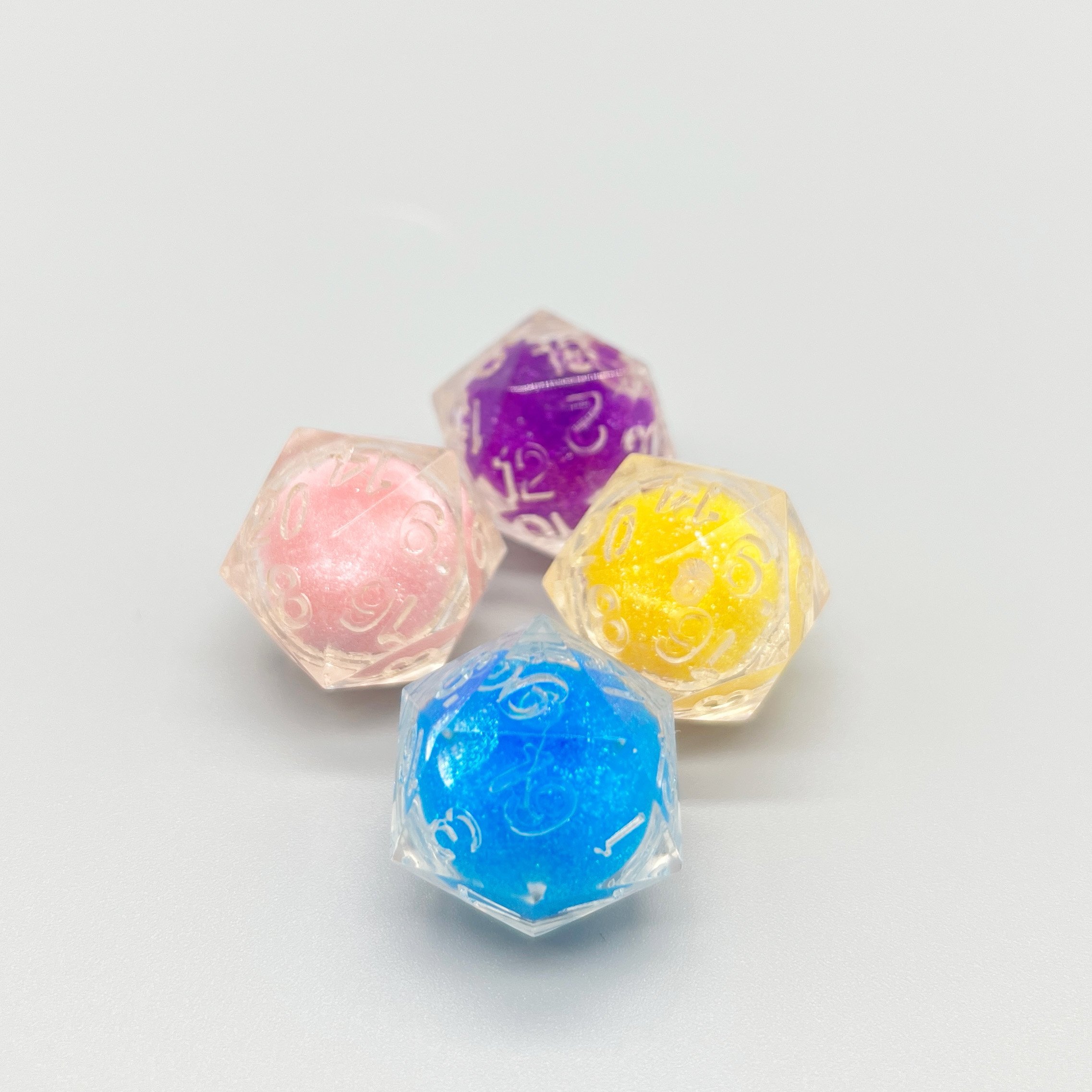 Custom resin Liquid Core D20 Sharp Edge Handmade Dice for games