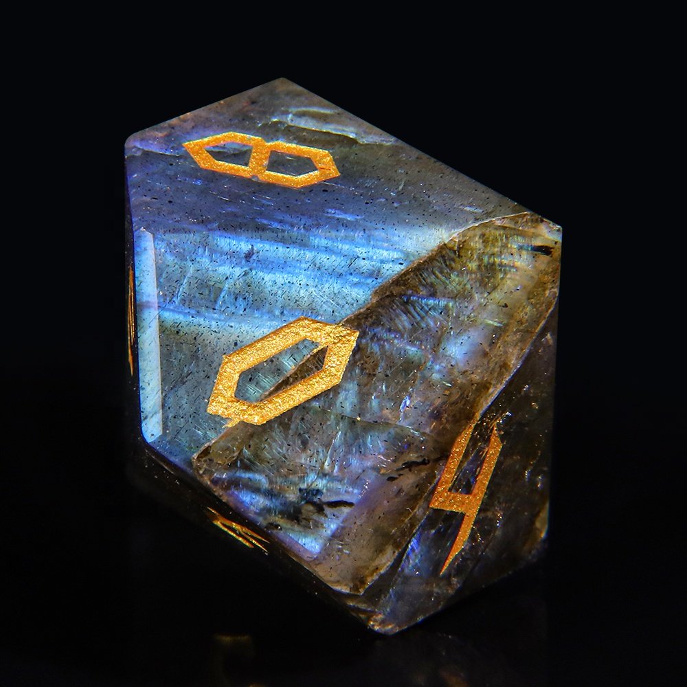Natural Stone Black Polyhedral Rpg Tabletop Board Game Dungeons And Dragons Customizable Dnd Stone Dice Set