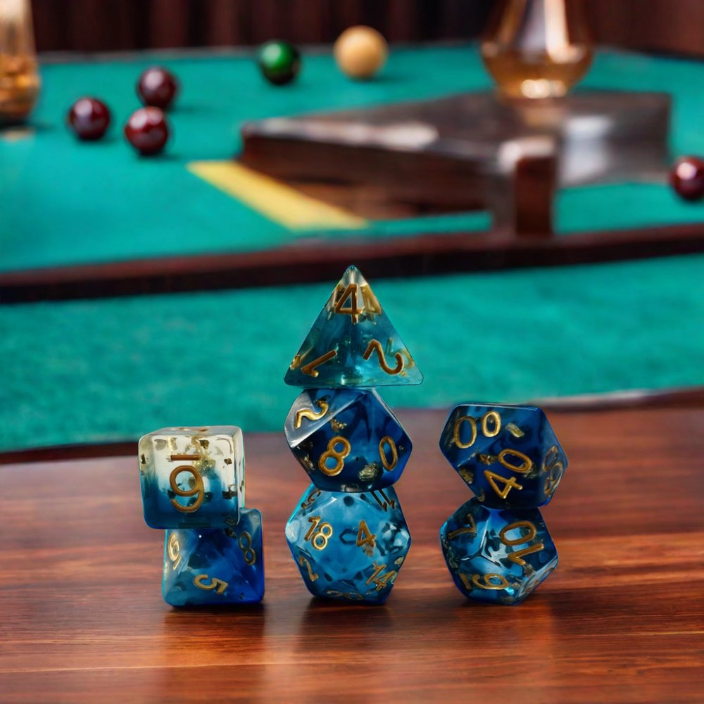 Special Shapes Cubic Translucent Dnd Blue Dice Set Resin Material Polyhedral Smooth Surface For Games Dungeons And Dragons