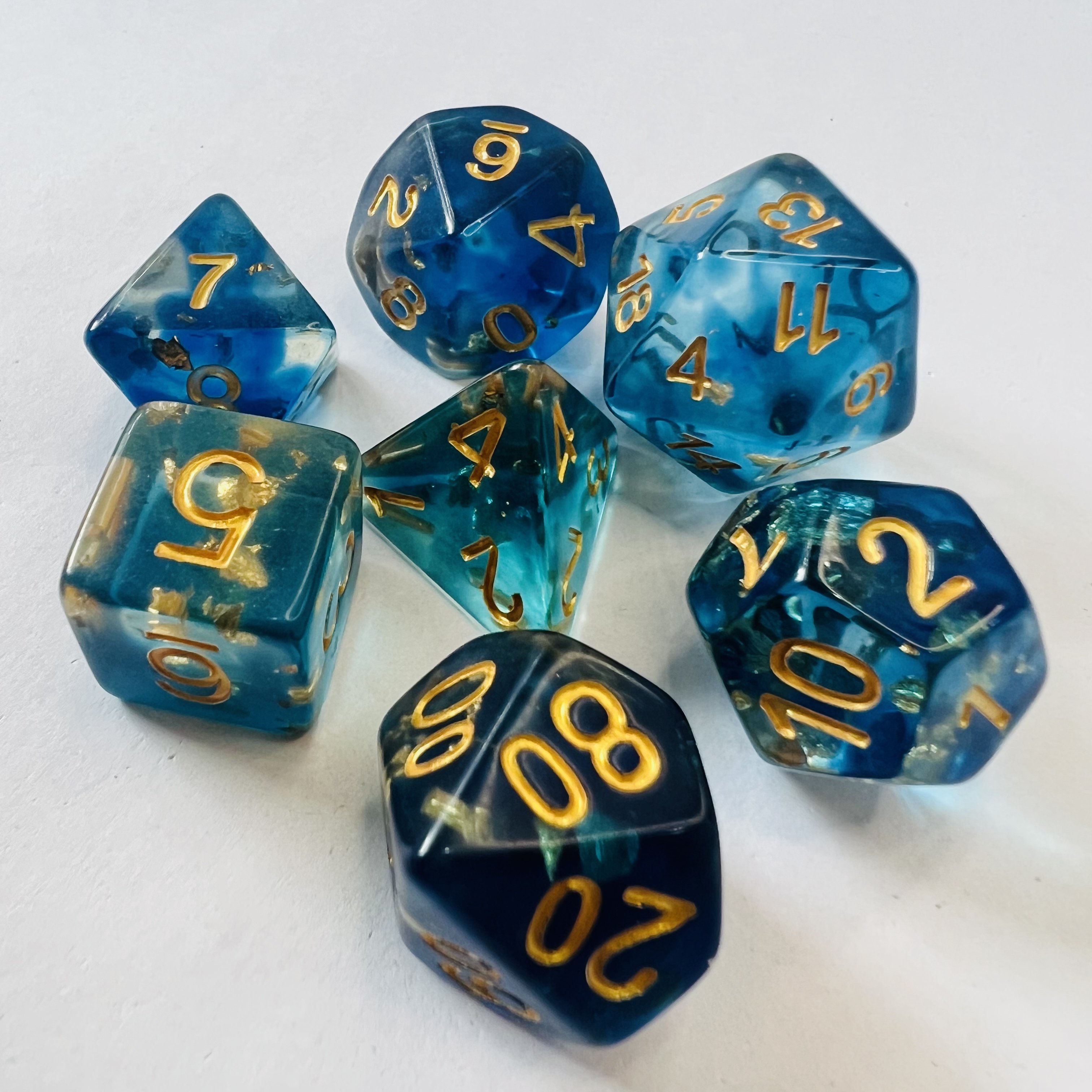 Special Shapes Cubic Translucent Dnd Blue Dice Set Resin Material Polyhedral Smooth Surface For Games Dungeons And Dragons