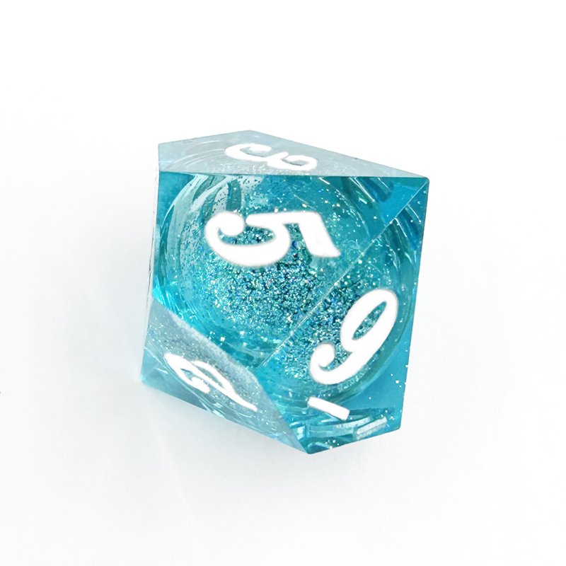 Liquid Core Quicksand dice Set Polyhedron Custom logo Resin Dice RPG Dragon and Dungeon resin with sharp edges