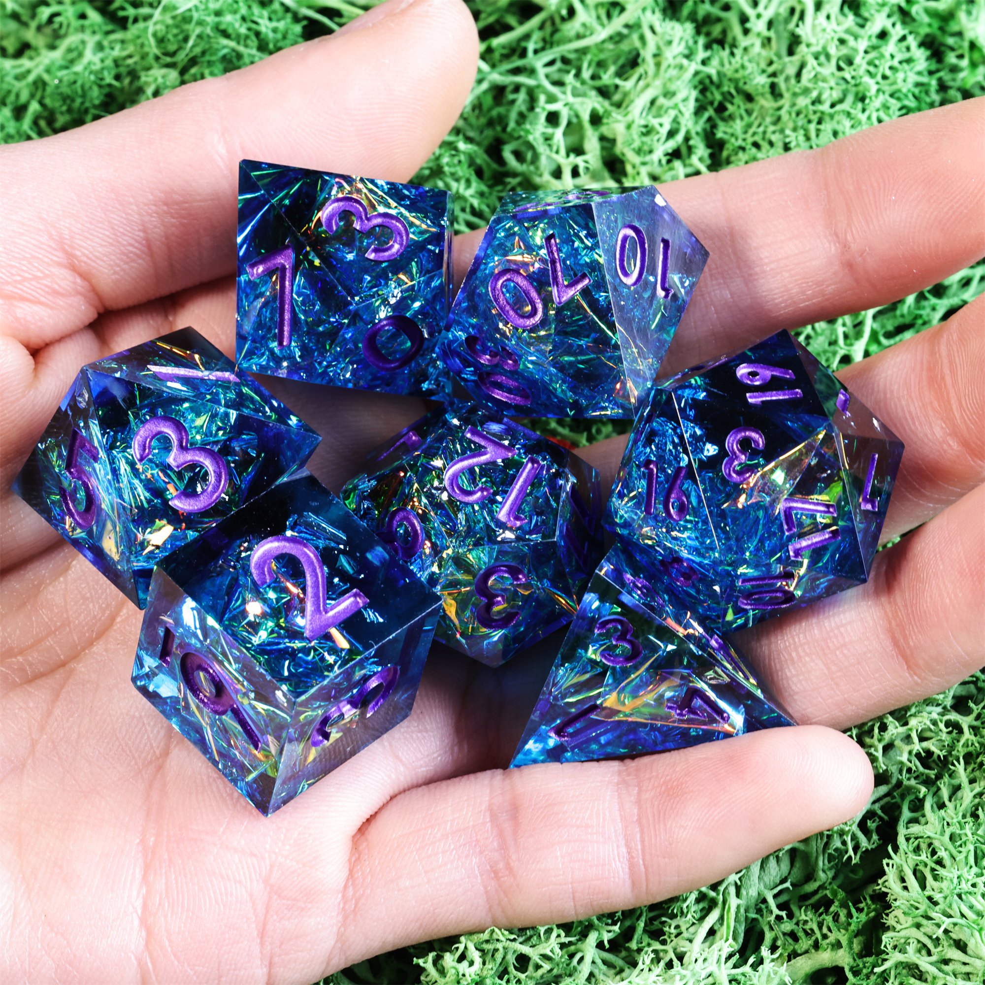 MINI PLANET DND Dice Set Handmade Colored Polyhedral Resin Dice with Sharp Edges For TRPG Games Custom DND Dice Set and D6 D20